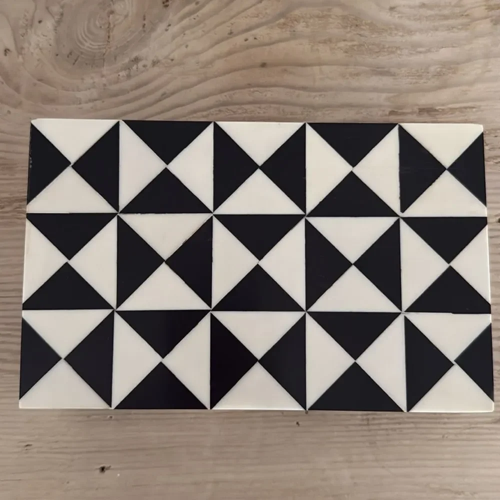 Handmade Geometric Op Art Inlay Jewelry Box - Geometric Artisan Storage Decor